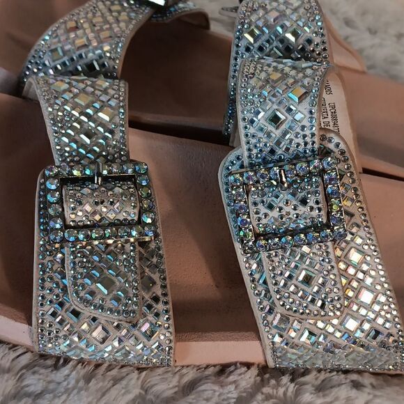 Madden Girl Lemonade Rhinestone Double Buckle Slides - Picture 6 of 7